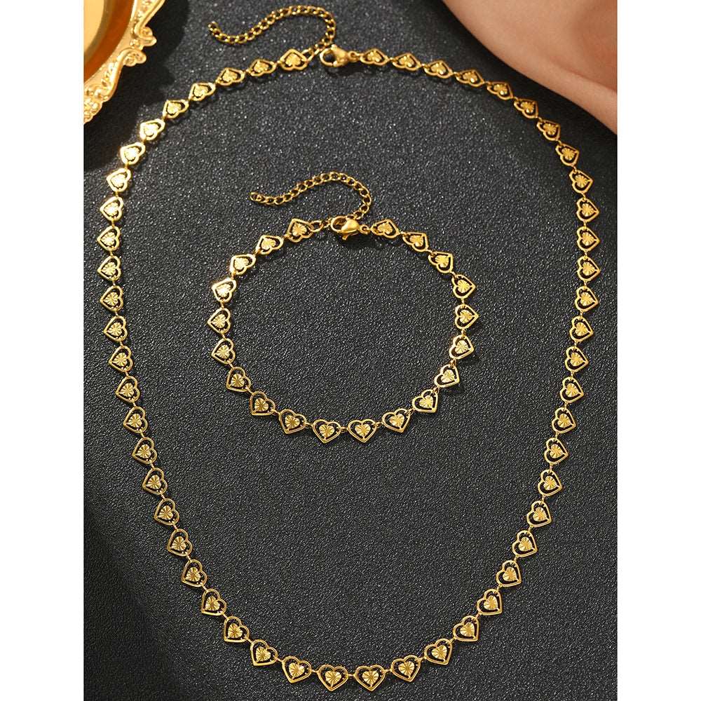 Conjunto de Joias de Luxo em Aço Inoxidável - Colar e Pulseira - +Rex