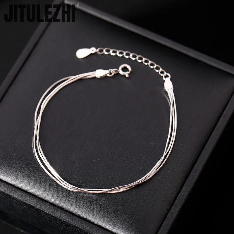 Pulseira Fina de Luxo Ajustável em Prata 925 - +Rex