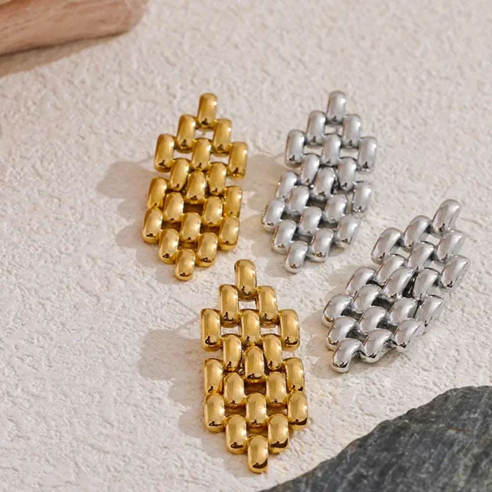 Brincos de Luxo Vintage em Aço Inoxidável Banhado a Ouro 18K - Giorgina | Joias & Semijoias Exclusivas 